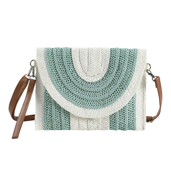 Wholesale mixed Stripe Straw Clutch Crossbody Bag Magnetic Closure Removable Wri