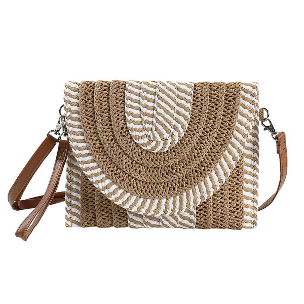 Mixed Stripe Straw Clutch Crossbody Bag

- Magnetic Closure
- Removable Wristlet & Cross Body Straps
- Body Approximately 11"W X 8.5" T 
- Strap Drop 14-26" L
- 100% Paper