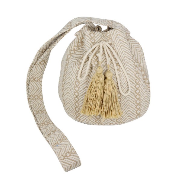 Wholesale geometric Pattern Bucket Bag Drawstring Closure Lined Body Open Zipper