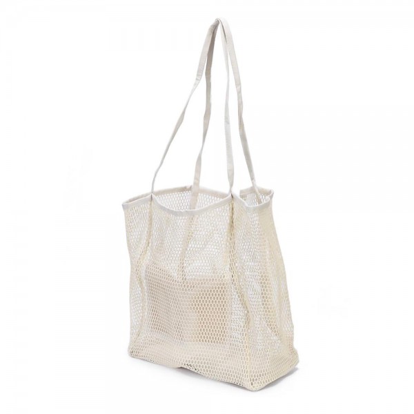 Fishnet Beach Tote Bag 

- Open / Unlined Body
- Enforced Bottom
- Internal Open Pocket
- Approximately 13"T X 12"W X 6"D