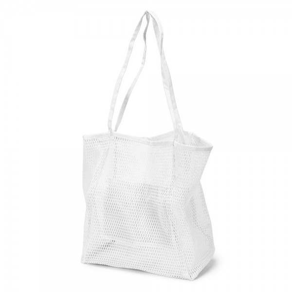 Fishnet Beach Tote Bag 

- Open / Unlined Body
- Enforced Bottom
- Internal Open Pocket
- Approximately 13"T X 12"W X 6"D