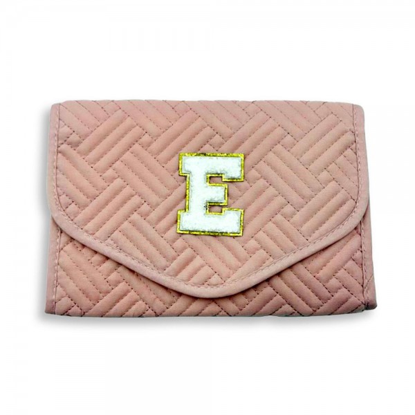 Wholesale quilted Foldable Jewelry Organizer Chenille Initial Glitter Patch Snap