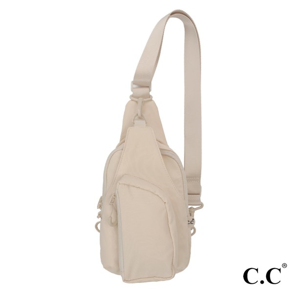 C.C BGS4395
Crossbody Sling Bag

- Full Zipper Closure
- Main Pocket Includes Large Mesh / Open Pocket
- Front Open Pocket With Clip Closure
- Front Zipper Pocket / Back Open Pocket 
- Side Adjustable Sling Strap 
- Approximately 5.25"W X 8.5"H X 2.25"D 
- Strap Adjustable 24-49"L