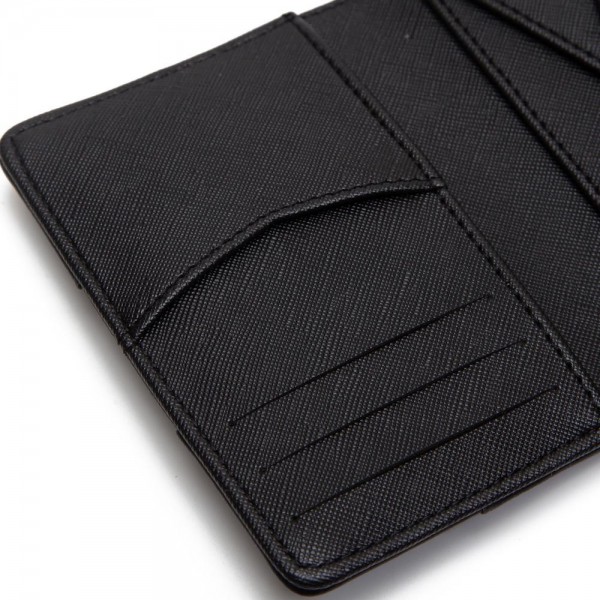 Vegan Leather Woven Bifold Wallet - Five Inside Pockets - Three Card Holders - 4.5" W X 3" H view 5