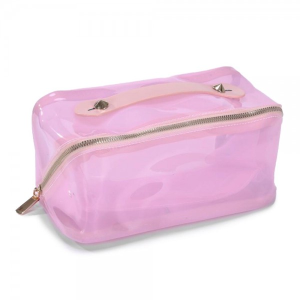 Wholesale frosted Plastic Travel Makeup Bag Full Zipper Closure One Internal Mak