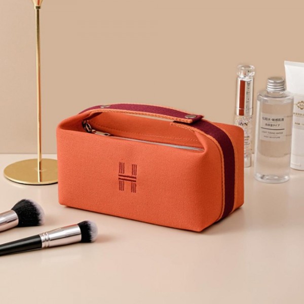 Wholesale lined Canvas Makeup Bag Button Snap Handle Zip Closure Lined Inside Fo