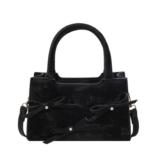 Wholesale faux Suede Bow Cross Body Tote Bag Full Zip Closure Lined Body One Ope