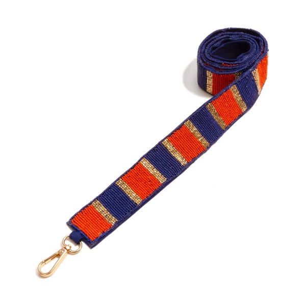 Wholesale striped Seed Bead Bag Strap Lobster Claw Closure L