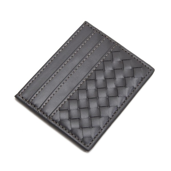 Wholesale double Sided Woven Vegan Leather Card Holder Open Inner Pocket Six Car
