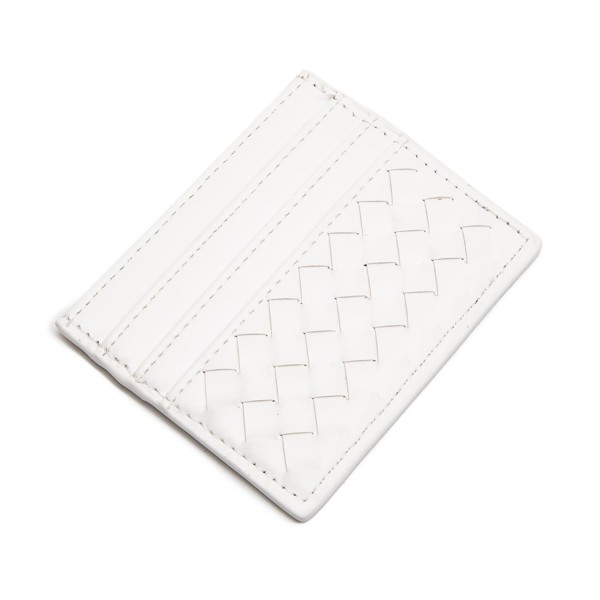 Wholesale double Sided Woven Vegan Leather Card Holder Open Inner Pocket Six Car
