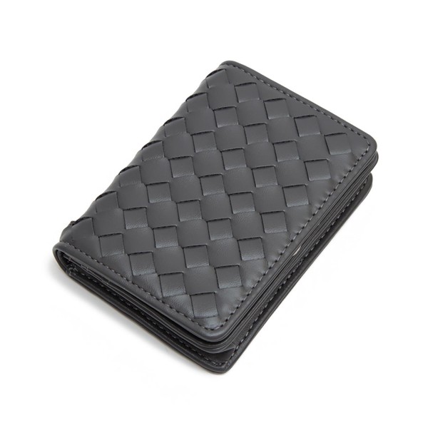 Wholesale vegan Leather Woven Bifold Wallet One Open Inner Pocket Three Card Hol