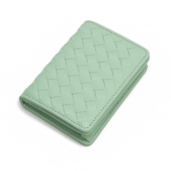 Wholesale vegan Leather Woven Bifold Wallet One Open Inner Pocket Three Card Hol