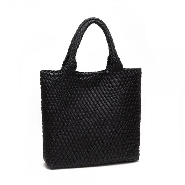 Wholesale vegan Leather Basket Weave Tote Bag Removable Base Wristlet Main Bag D