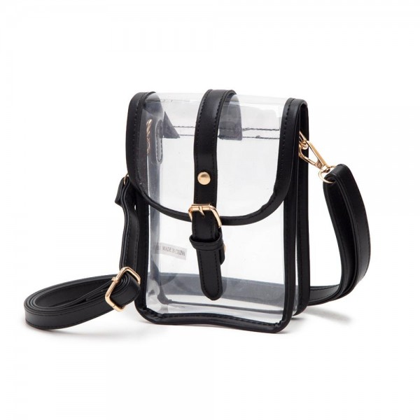 Wholesale clear Cross Body Bag Leather Trim Snap Latch Buckle Closure Adjustable