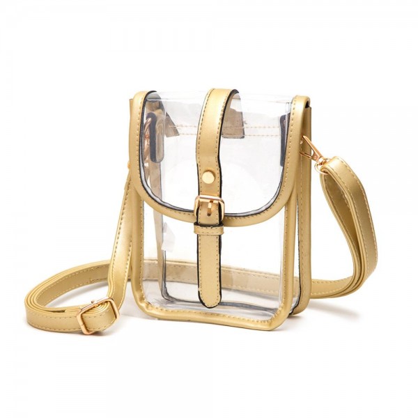 Wholesale clear Cross Body Bag Leather Trim Snap Latch Buckle Closure Adjustable