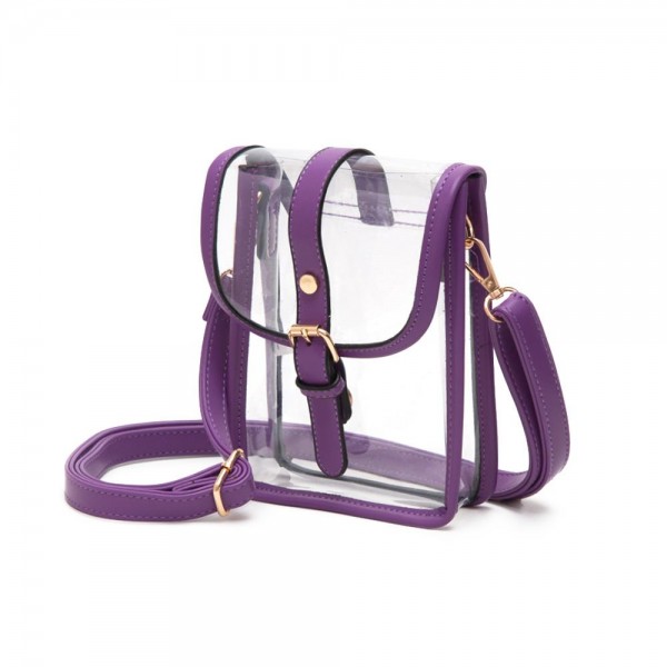Wholesale clear Cross Body Bag Leather Trim Snap Latch Buckle Closure Adjustable