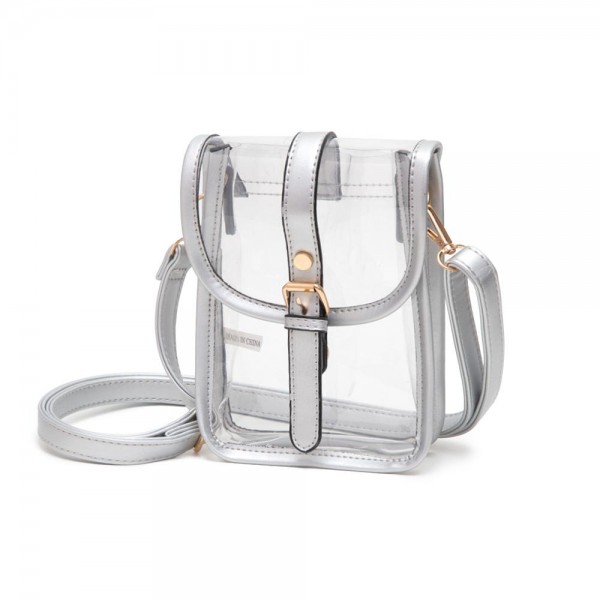 Wholesale clear Cross Body Bag Leather Trim Snap Latch Buckle Closure Adjustable