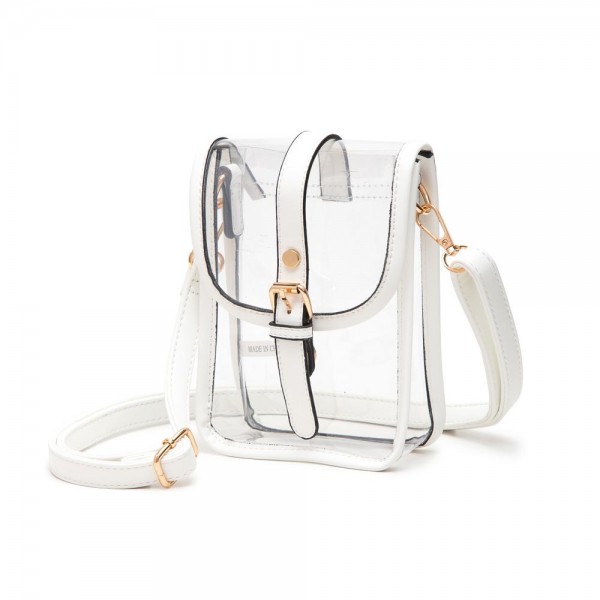 Wholesale clear Cross Body Bag Leather Trim Snap Latch Buckle Closure Adjustable