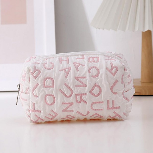 Wholesale padded Alphabet Makeup Pouch Full Zipper Closure T L D