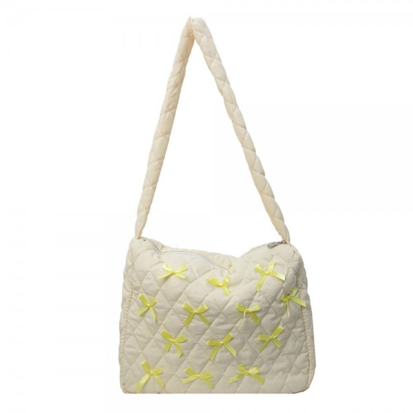 Wholesale quilted Nylon Cross Body Bag Bow Details Full Zipper Closure Lined Bod