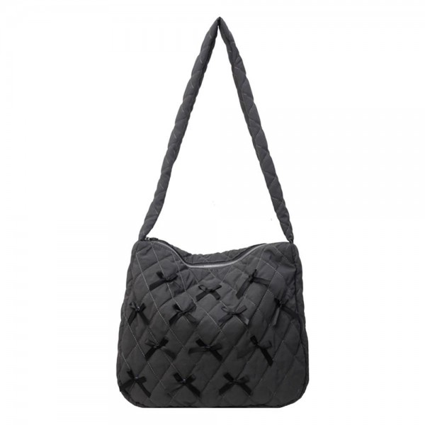 Wholesale quilted Nylon Cross Body Bag Bow Details Full Zipper Closure Lined Bod