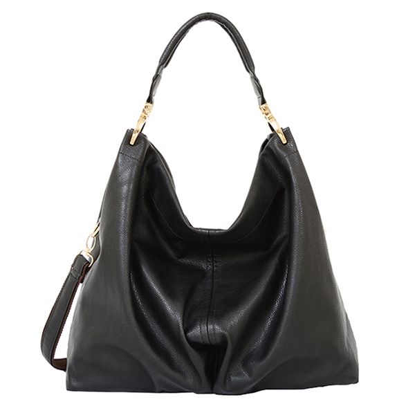 Wholesale fashion faux leather hobo bag black gold hardware removable crossbody