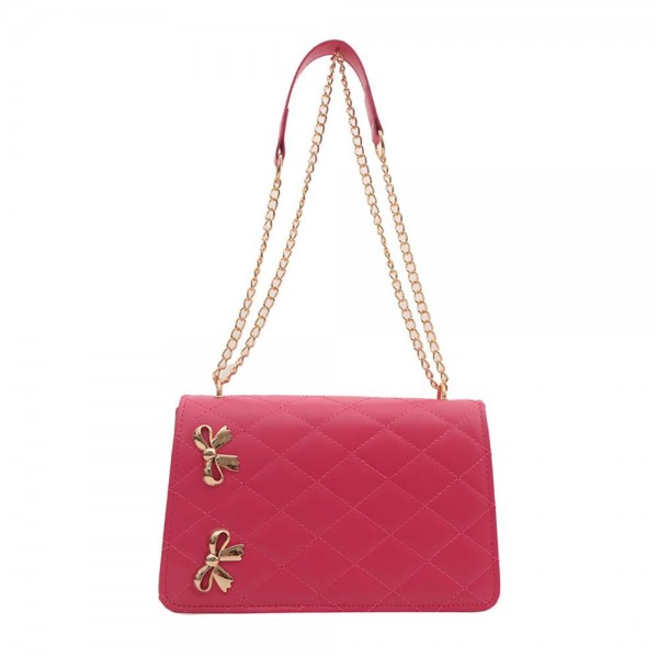 Wholesale vegan Leather Quilted Cross Body Tote Bag Metal Bow Details Magnetic S