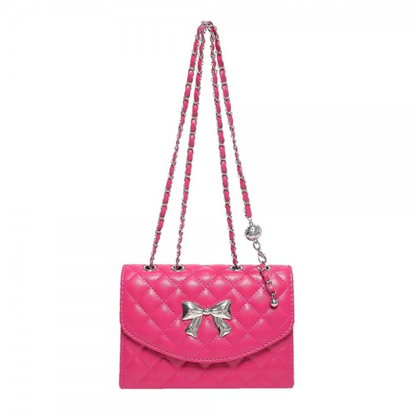 Wholesale vegan Leather Quilted Cross Body Tote Bag Metal Bow Detail Magnetic Sn