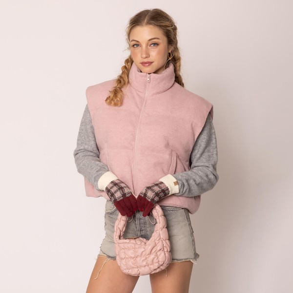 Do Everything In Love Vegan Leather Quilted Puffer Tote Bag - Full Zip Closure - 1 Inner Open Pocket - Approximate 7" L x 5" T x 3" D - 100% Polyester view 5
