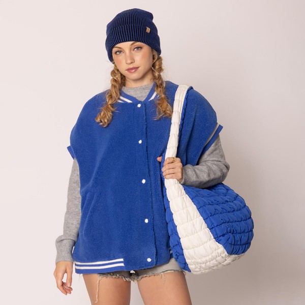 Do Everything In Love Game Day Quilted Puffer Shoulder Tote Bag - Full Zip Closure - One Interior Zip Pocket - Two Interior Open Pockets - Approximate 16" L x 12" T x 8" D - 100% Polyester view 5