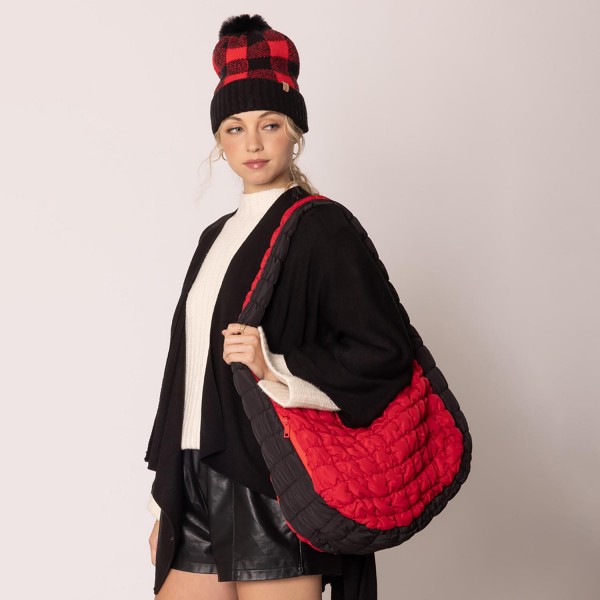 Wholesale do Everything Love Game Day Quilted Puffer Shoulder Tote Bag Full Zip