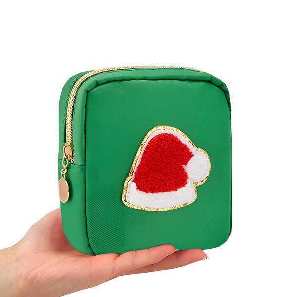 Wholesale christmas Chenille Patch Nylon Pouch Full Zipper Closure Lined Body T