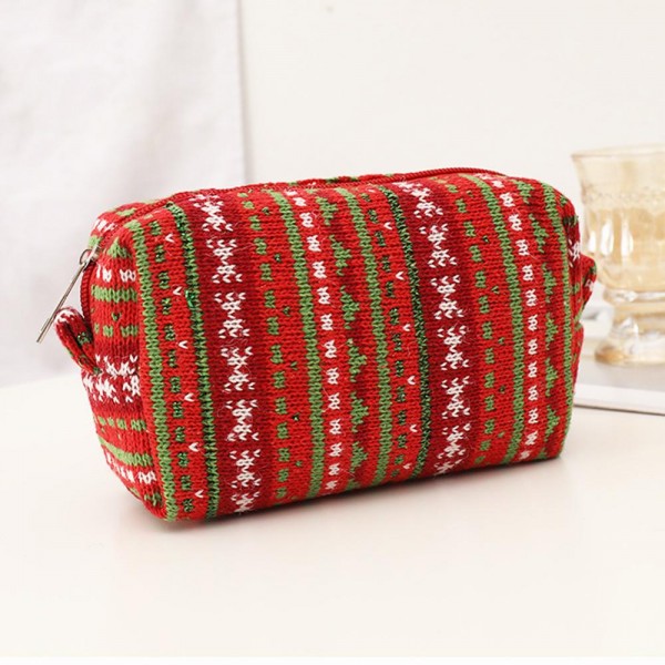 Wholesale nordic Print Knit Make Up Pouch Full Zipper Closure Lined Body T L D