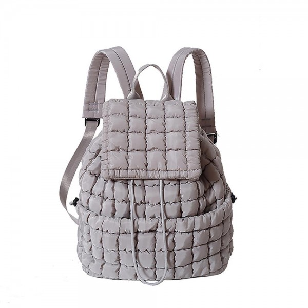 Wholesale nylon Quilted Puffer Backpack Magnetic Flap Closure Drawstring Closure