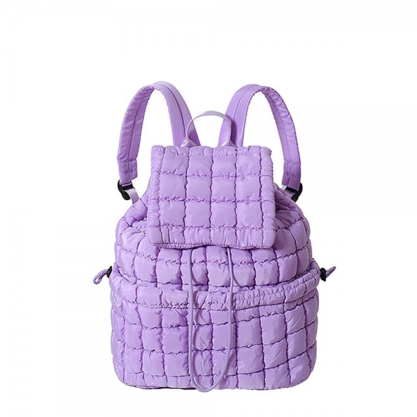 Wholesale nylon Quilted Puffer Backpack Magnetic Flap Closure Drawstring Closure