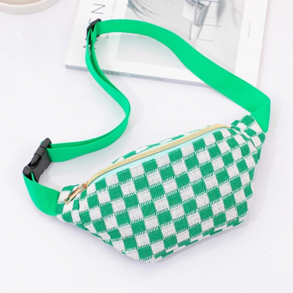 Wholesale knit Checker Cross Body Bag Adjustable Buckle Strap Full Zipper Closur