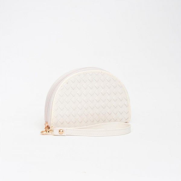 Wholesale vegan Woven Wedge Leather Wristlet Full Zipper Closure Three Inside Po