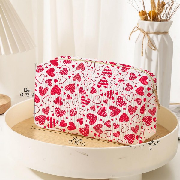 Wholesale hearts Corduroy Make Up Pouch Full Zipper Closure One Open Pocket T L