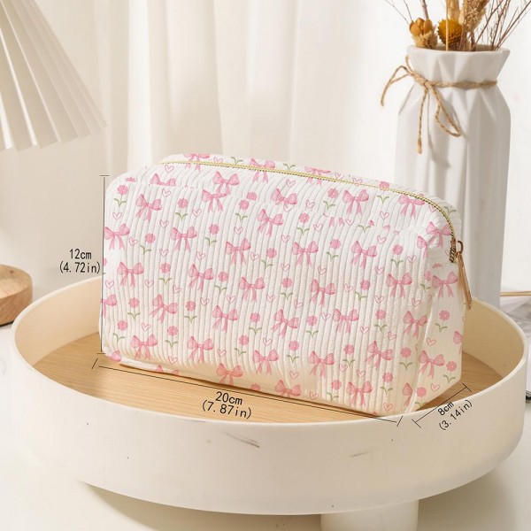 Wholesale bows Flowers Hearts Corduroy Make Up Pouch Full Zipper Closure One Ope