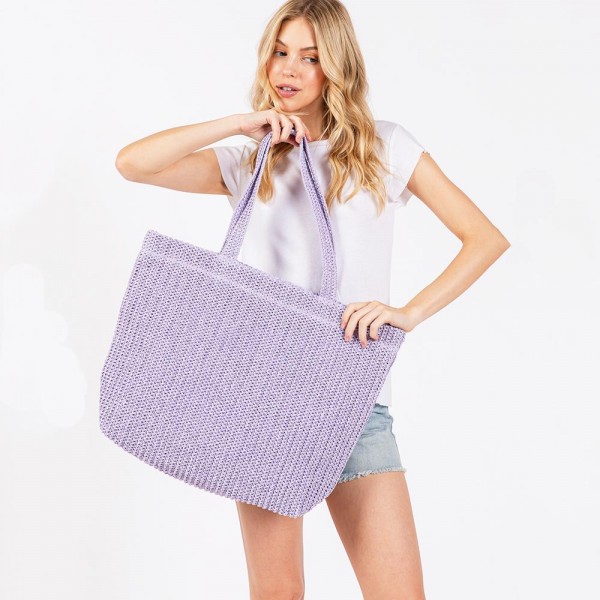 Woven Straw Tote Bag - Full Zipper Closure - Lined Body with Two Open Pockets - Approximately 19.5" L X 15" T X 6.6" D - Strap Drop 11" L - 100% Paper view 5