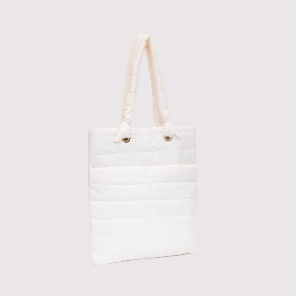 Wholesale puffer Tote Bag Knotted Handles Magnetic Closure Outer Pockets Lined B