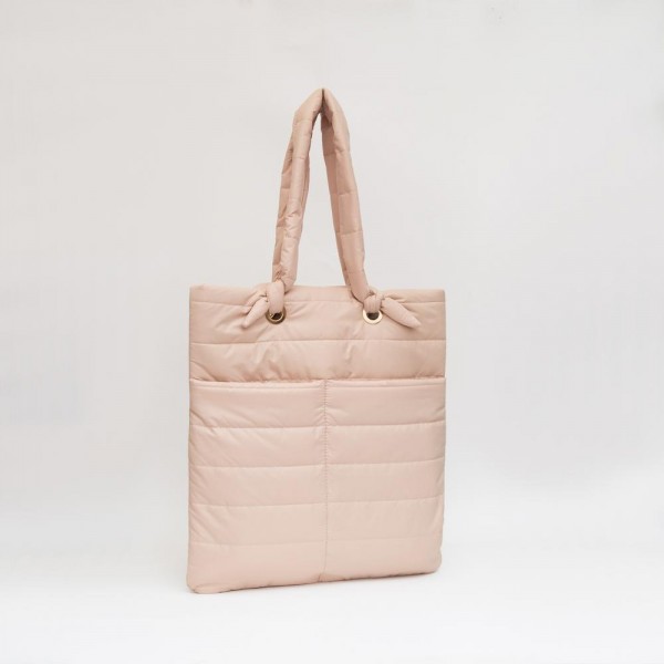 Wholesale puffer Tote Bag Knotted Handles Magnetic Closure Outer Pockets Lined B