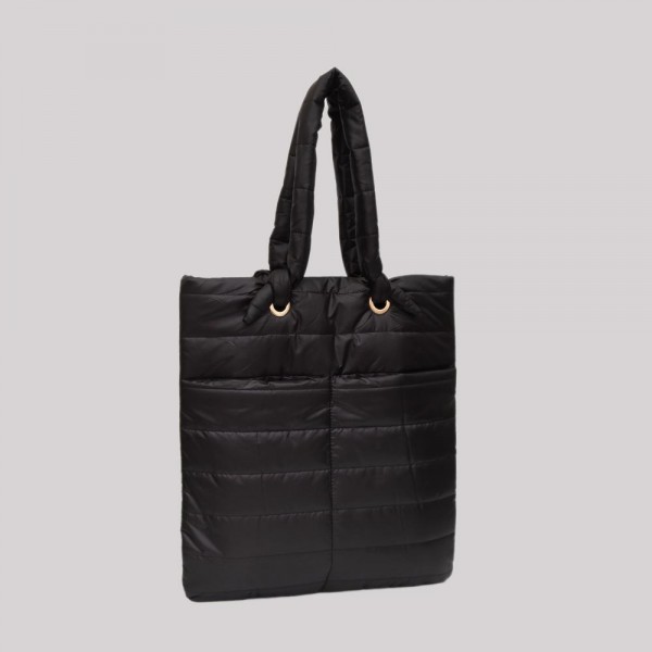 Wholesale puffer Tote Bag Knotted Handles Magnetic Closure Outer Pockets Lined B