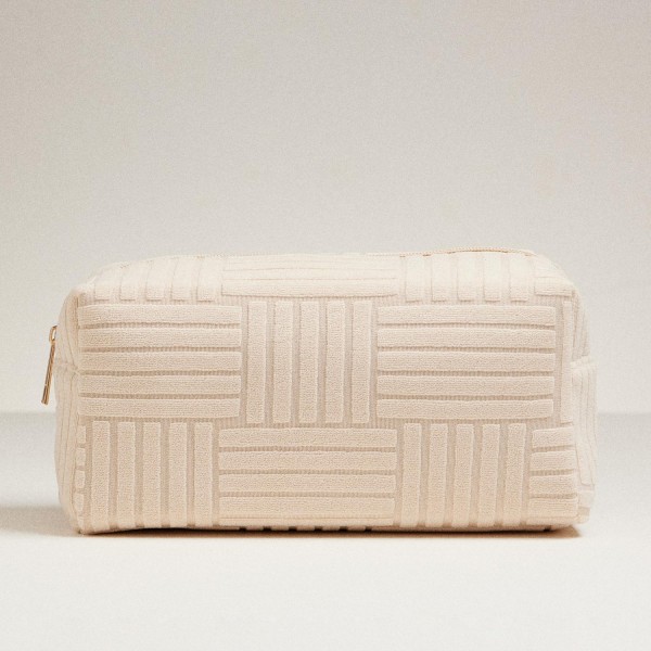 Wholesale quilted Terry Cloth Travel Pouch Full Zip Closure L T D Polyester