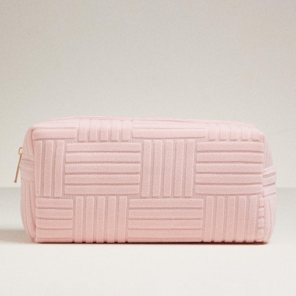 Wholesale quilted Terry Cloth Travel Pouch Full Zip Closure L T D Polyester