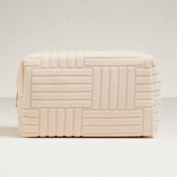 Wholesale quilted Terry Cloth Travel Pouch Full Zip Closure L T D Polyester