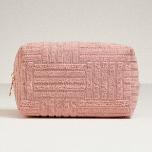 Wholesale quilted Terry Cloth Travel Pouch Full Zip Closure L T D Polyester