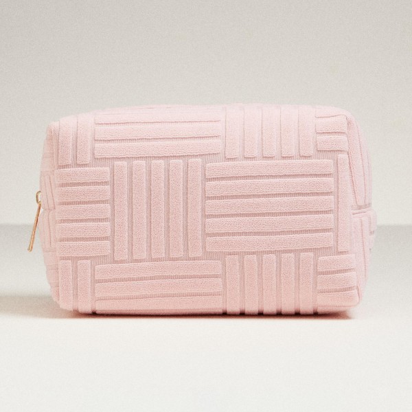 Wholesale quilted Terry Cloth Travel Pouch Full Zip Closure L T D Polyester