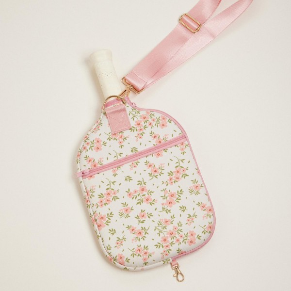Wholesale floral Printed Pickle Ball Racket Bag Full Zip Closure External Zip Po