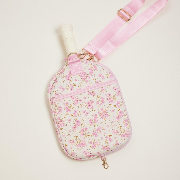 Wholesale floral Printed Pickle Ball Racket Bag Full Zip Closure External Zip Po